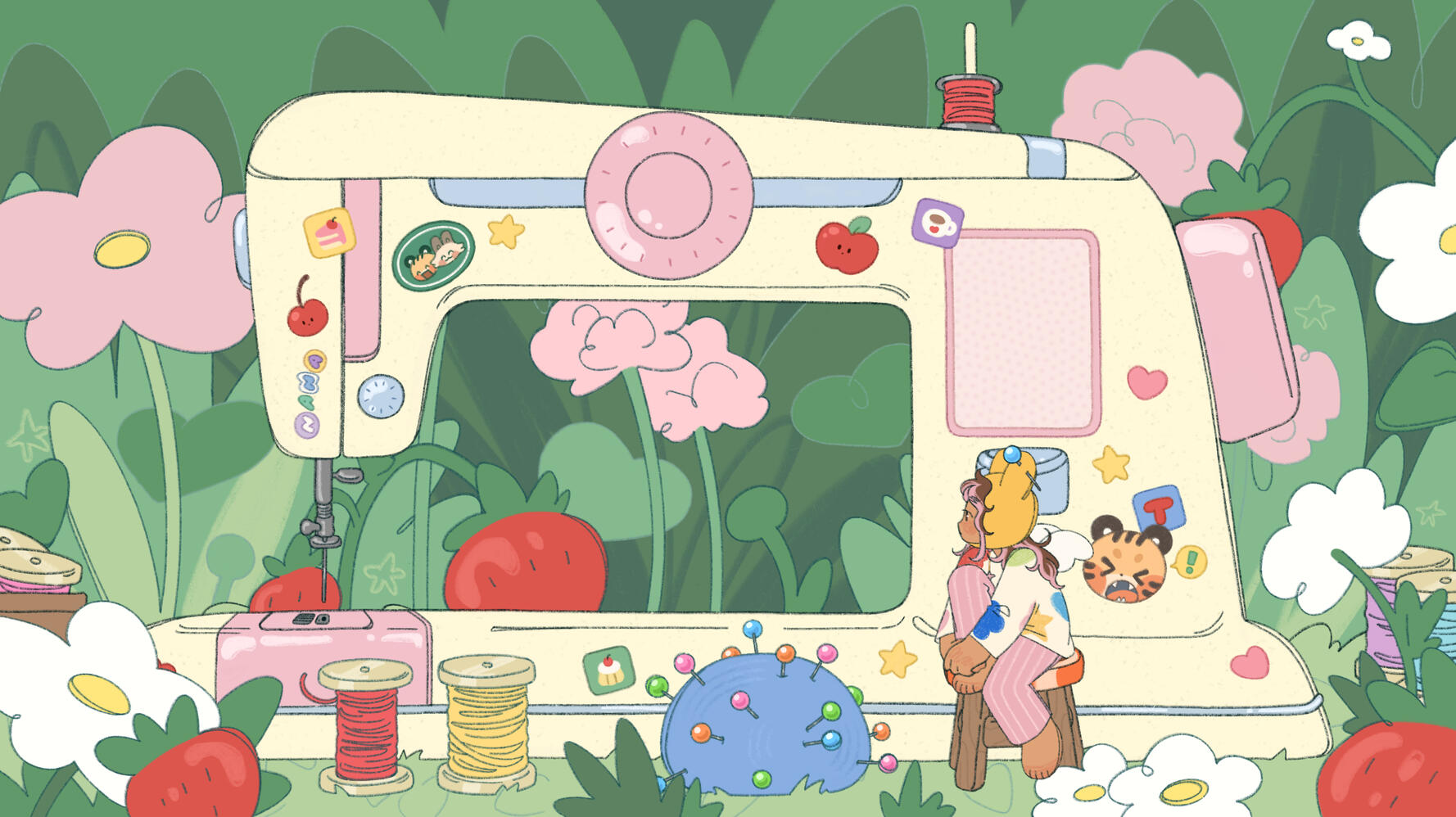the sewing machine | drawing scene