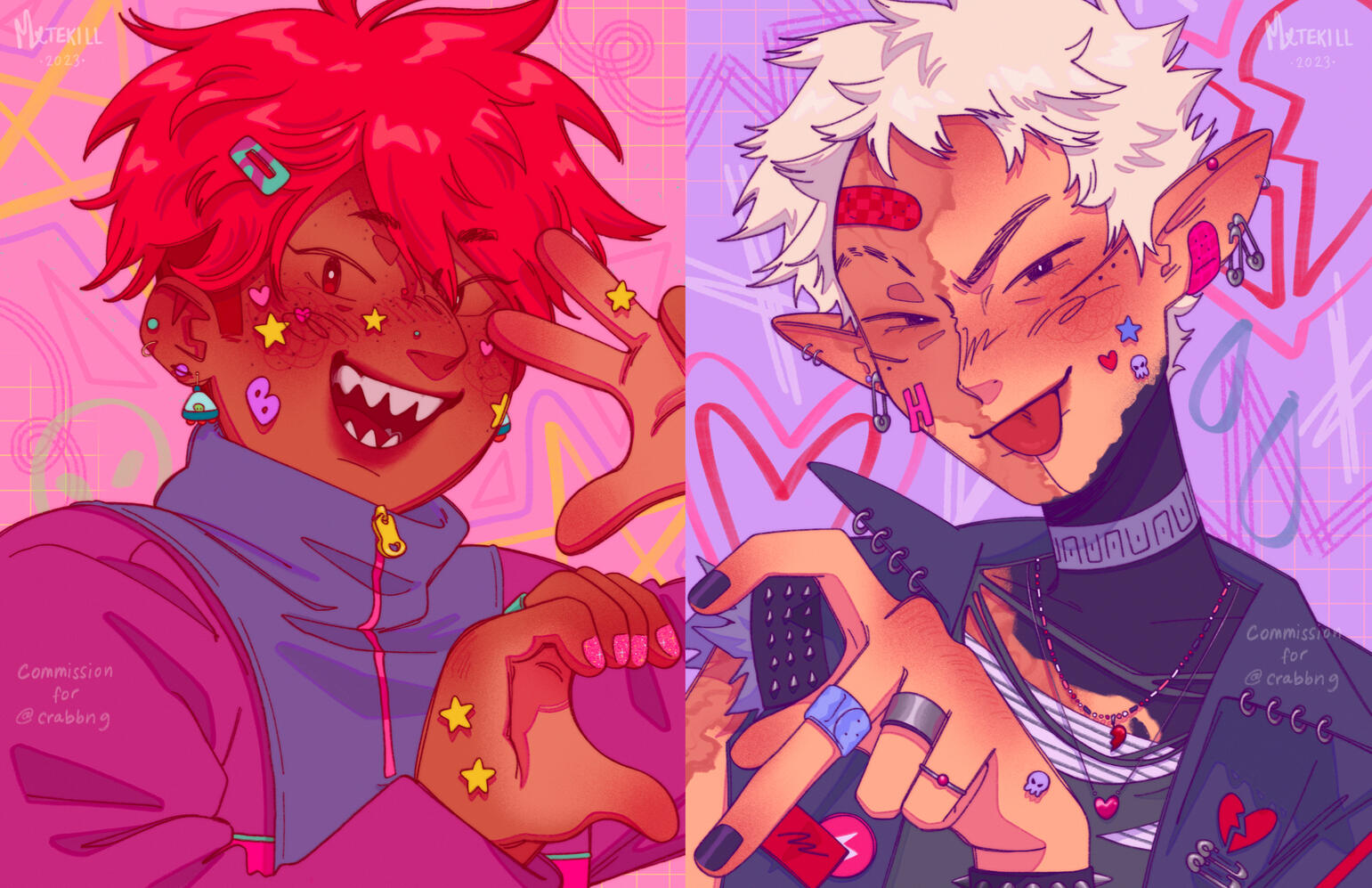 two deco portraits that form a hand heart together | crabbng