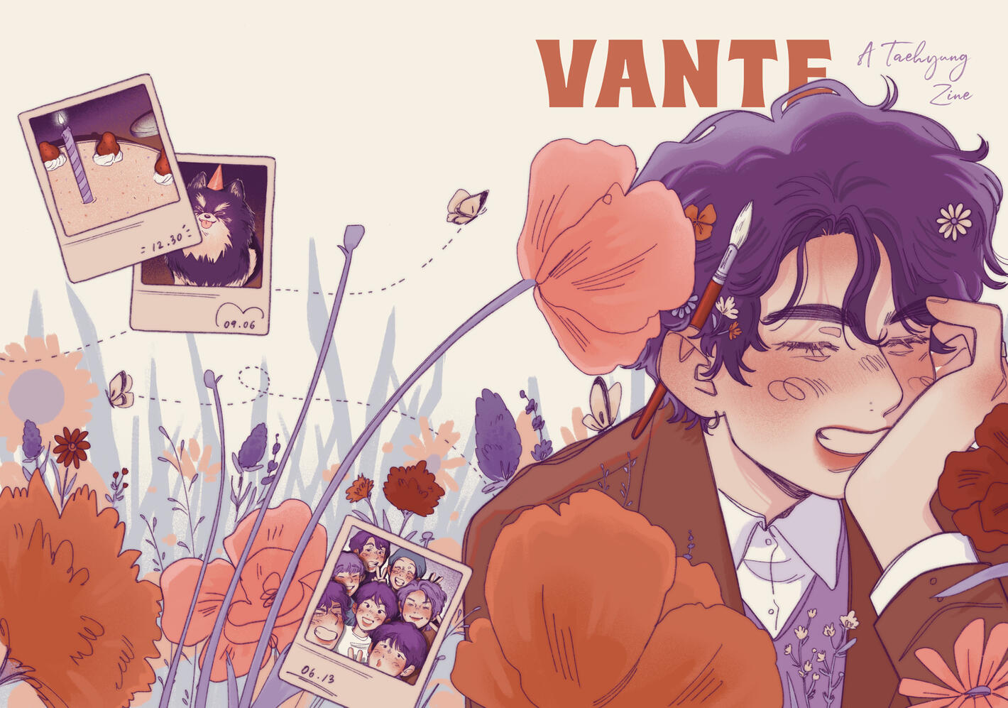 'Vante' fanzine front and back cover dedicated to BTS V