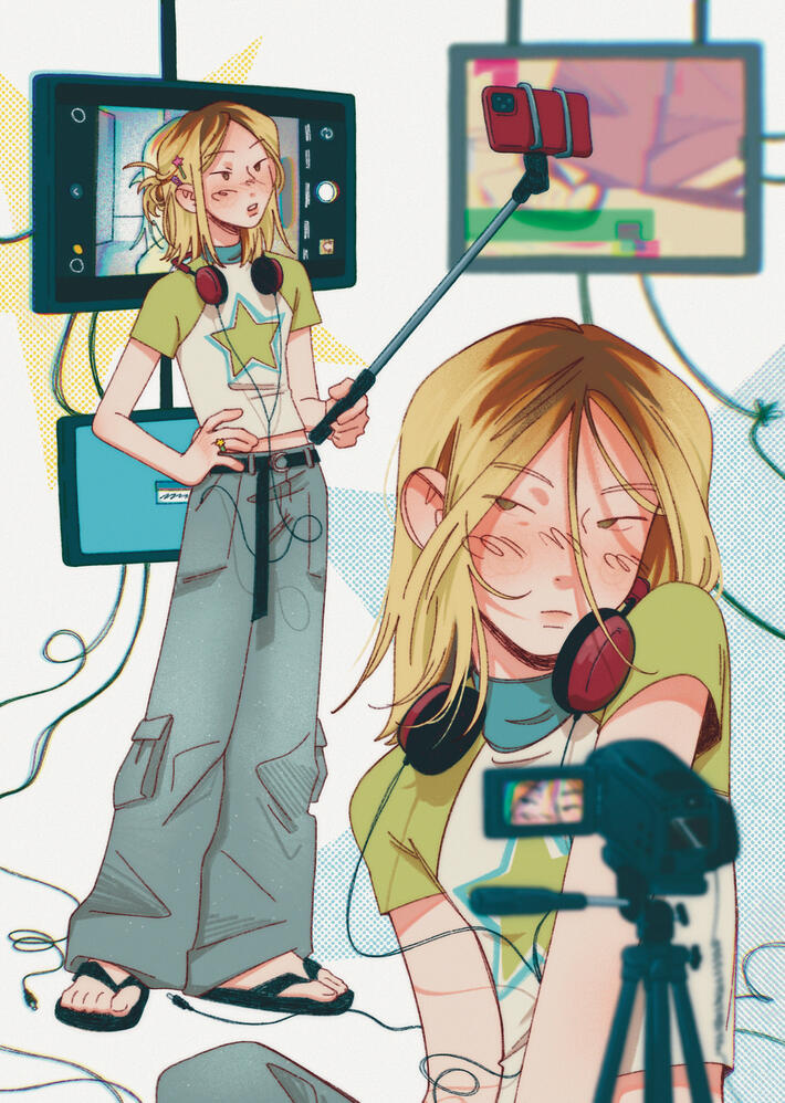 illustration for a 'haikyuu!!' idol AU fanzine